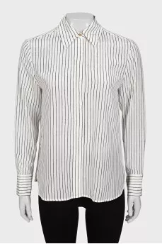 White straight-cut shirt with black stripes