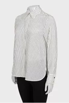 White straight-cut shirt with black stripes