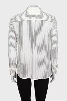 White straight-cut shirt with black stripes