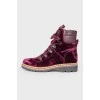 Purple velour boots