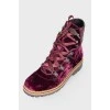 Purple velour boots