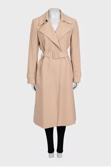 Fitted raincoat with wide belt