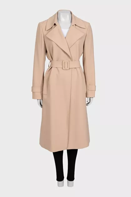Fitted raincoat with wide belt
