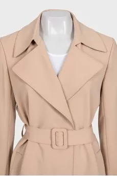 Fitted raincoat with wide belt