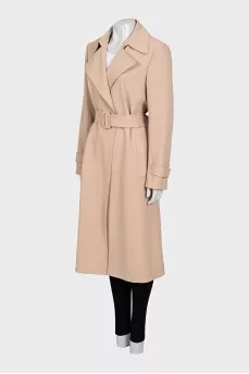 Fitted raincoat with wide belt