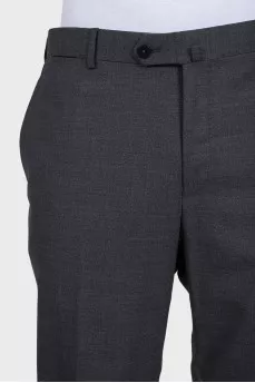 Men's gray wool trousers with a zipper and buttons