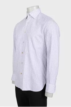 Men's purple straight-leg shirt with a plaid print