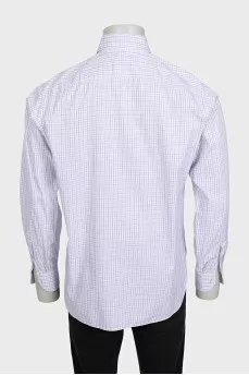 Men's purple straight-leg shirt with a plaid print