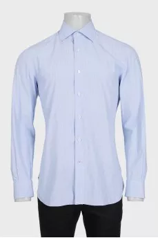 Men's straight blue striped shirt