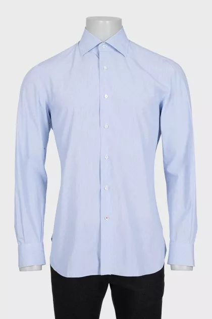 Men's straight blue striped shirt