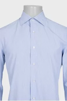 Men's straight blue striped shirt