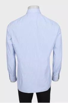 Men's straight blue striped shirt