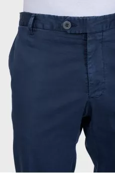 Men's blue straight-leg trousers with pockets