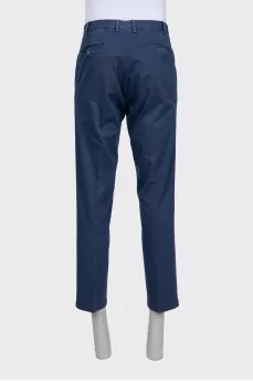 Men's blue straight-leg trousers with pockets