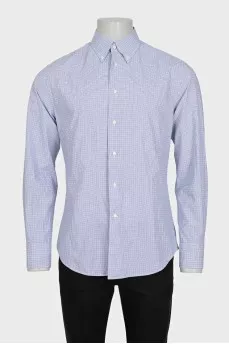 Men's straight blue checkered shirt