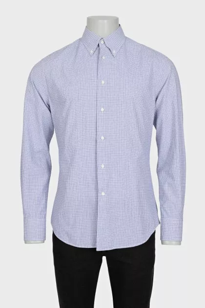 Men's straight blue checkered shirt