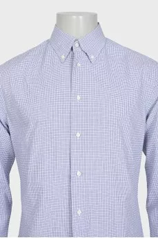 Men's straight blue checkered shirt