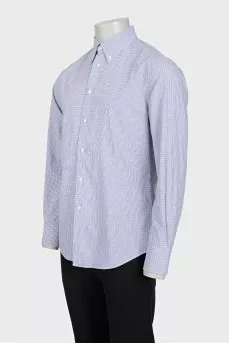 Men's straight blue checkered shirt