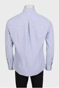 Men's straight blue checkered shirt