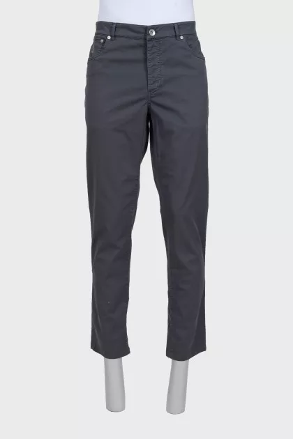 Men's gray button-down trousers