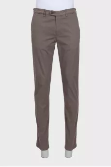 Men's straight-leg brown trousers