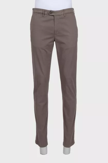 Men's straight-leg brown trousers