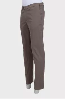Men's straight-leg brown trousers