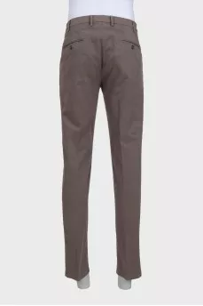 Men's straight-leg brown trousers