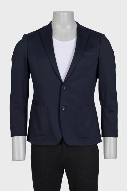 Men's dark blue single-breasted jacket
