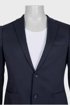 Men's dark blue single-breasted jacket