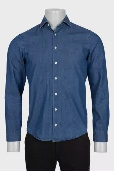 Men's dark blue button-down shirt