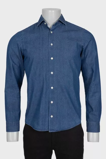 Men's dark blue button-down shirt