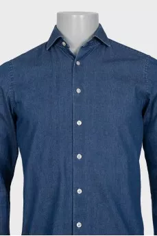 Men's dark blue button-down shirt
