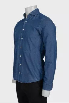 Men's dark blue button-down shirt