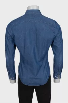 Men's dark blue button-down shirt
