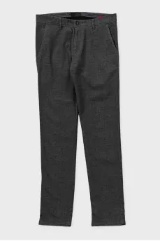 Men's grey tapered trousers with pockets