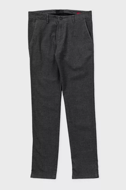 Men's grey tapered trousers with pockets