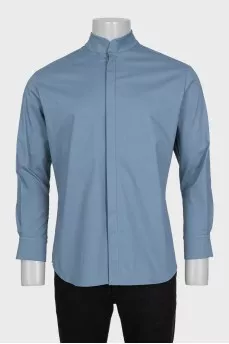 Men's stand-up collar shirt with tag