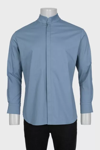 Men's stand-up collar shirt with tag