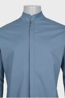 Men's stand-up collar shirt with tag