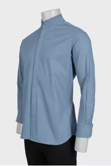Men's stand-up collar shirt with tag