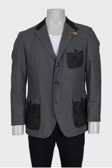 Men's gray jacket with patch pockets