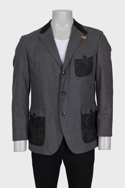 Men's gray jacket with patch pockets