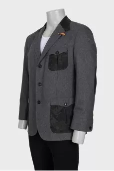Men's gray jacket with patch pockets