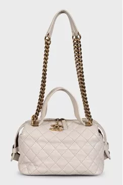 Quilted Bowling Leather Bag