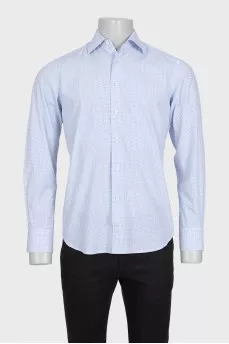Men's white shirt with a small blue print