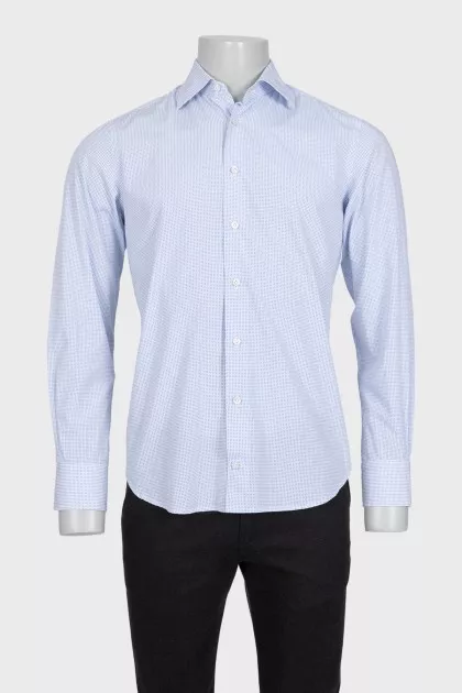 Men's white shirt with a small blue print