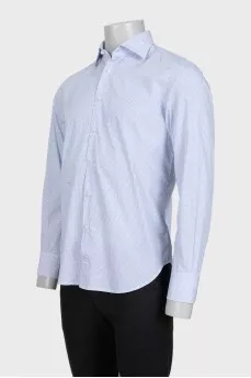 Men's white shirt with a small blue print