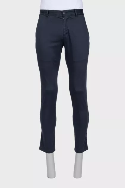 Men's black straight-leg trousers with pockets