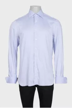 Men's light blue straight shirt with a small print